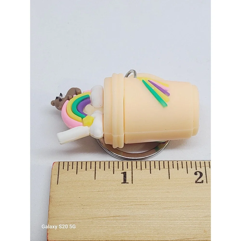 Cute Boba Drink Keychain Rainbow Bear‎ Charm Cup Bag Accessory NEW 2.0 Inches